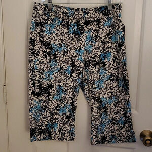 Ann Taylor Women’s Capri Pants, Slight Stretch, Turquoise, Black & White Sz 6